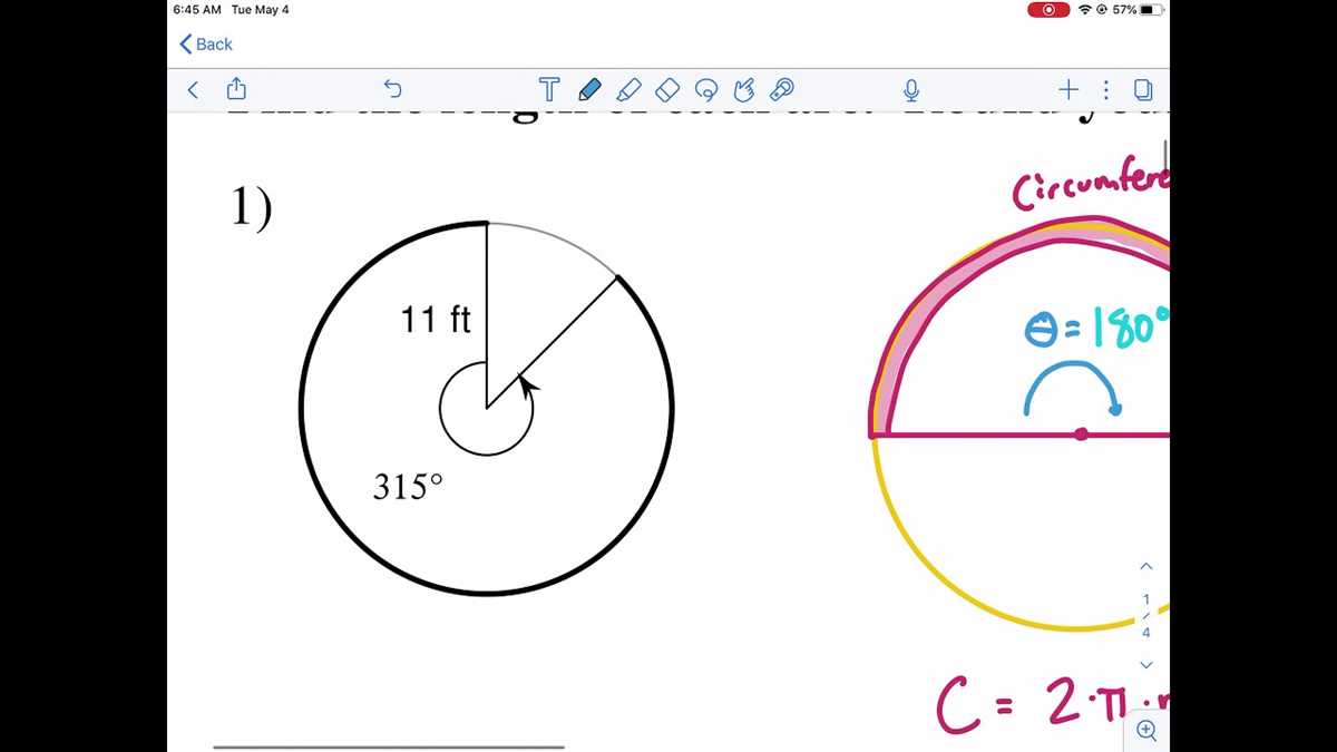 arc length sector area worksheet answer key