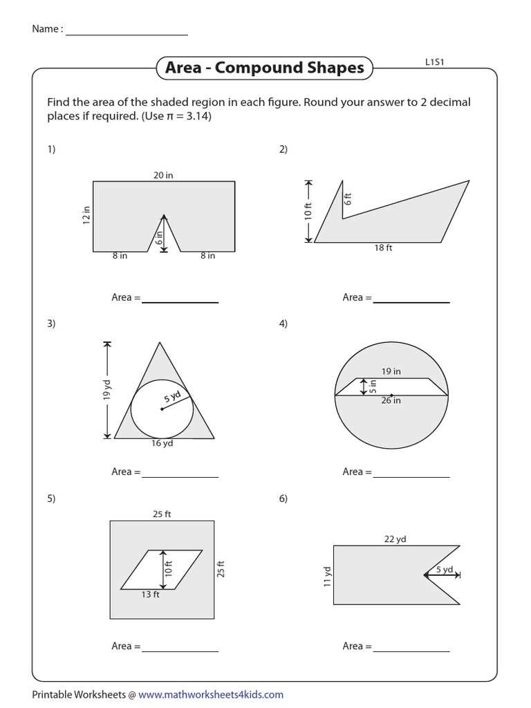 area of l shapes answer key