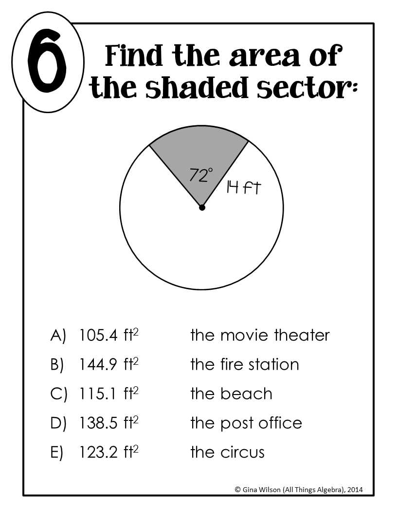 area of sector answer key