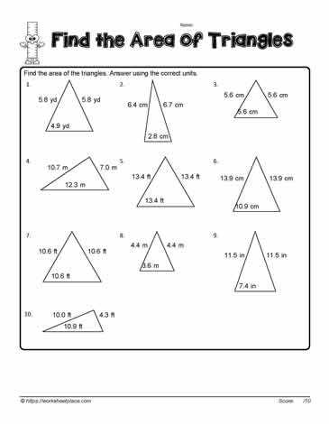 area of triangles lesson 10.3 answer key