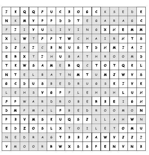 around the house word search answers key