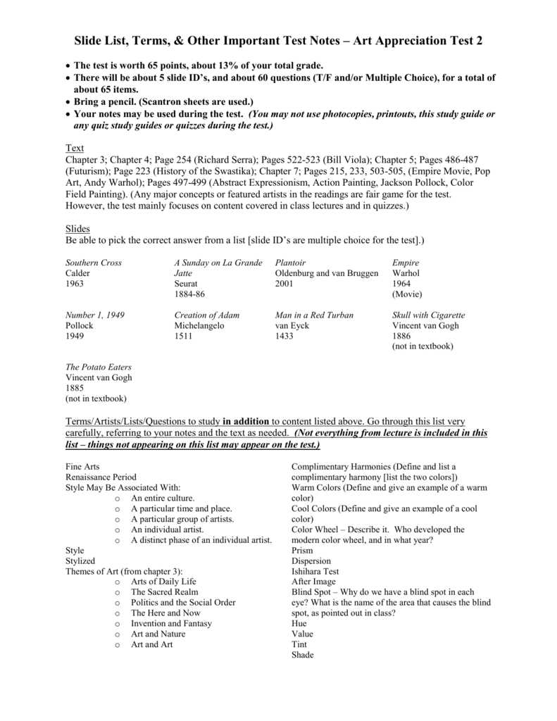 art appreciation answer key
