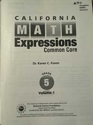 math expressions volume 1 grade 5 answer key