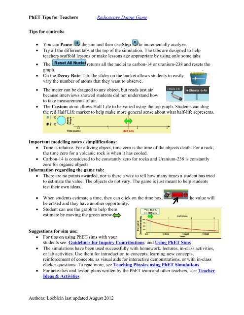 atomic dating game answer key