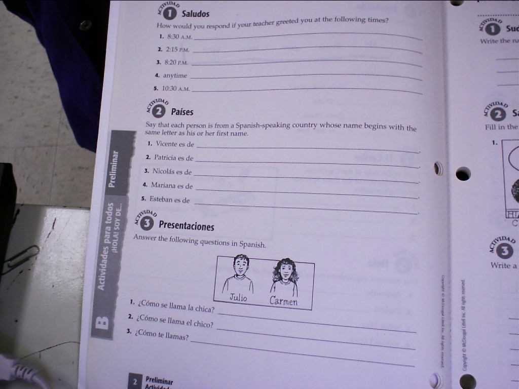 avancemos 3 workbook answer key