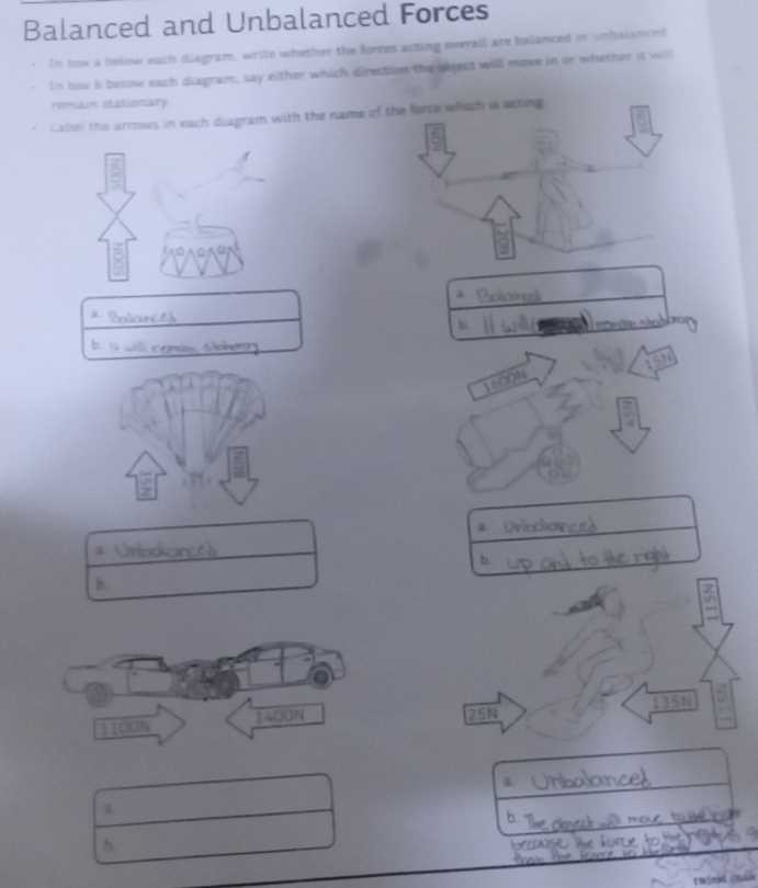 balanced and unbalanced forces worksheets answer key balanced and unbalanced forces worksheets answer key