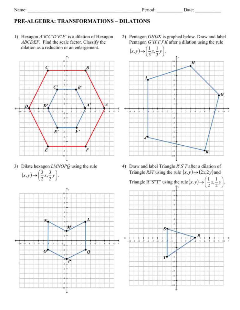 dilations on the coordinate plane answer key