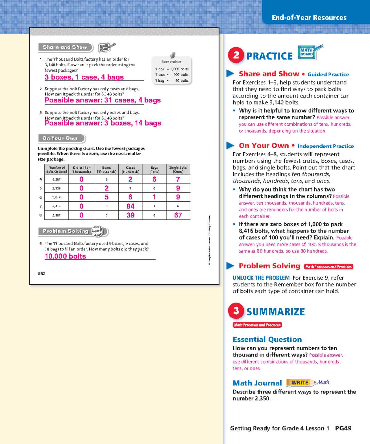 into math grade 4 answer key