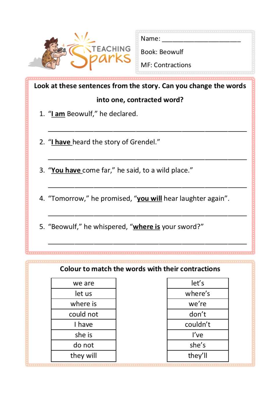 beowulf reading guide answer key