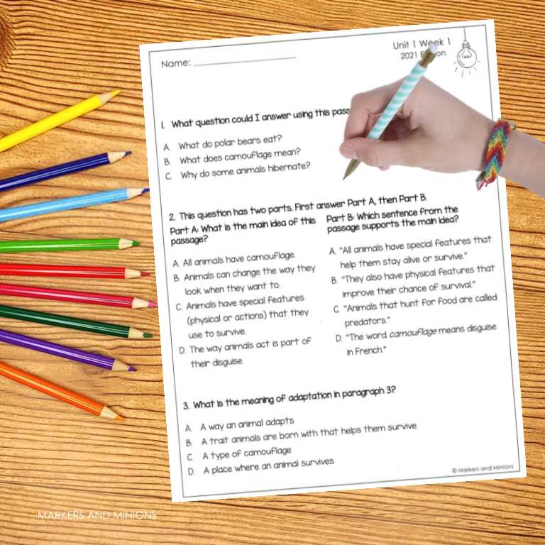benchmark test answer key