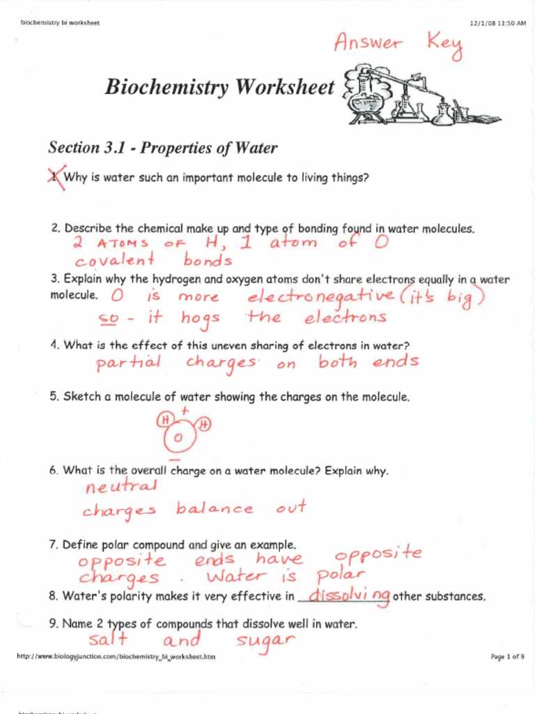 biochemistry answer key