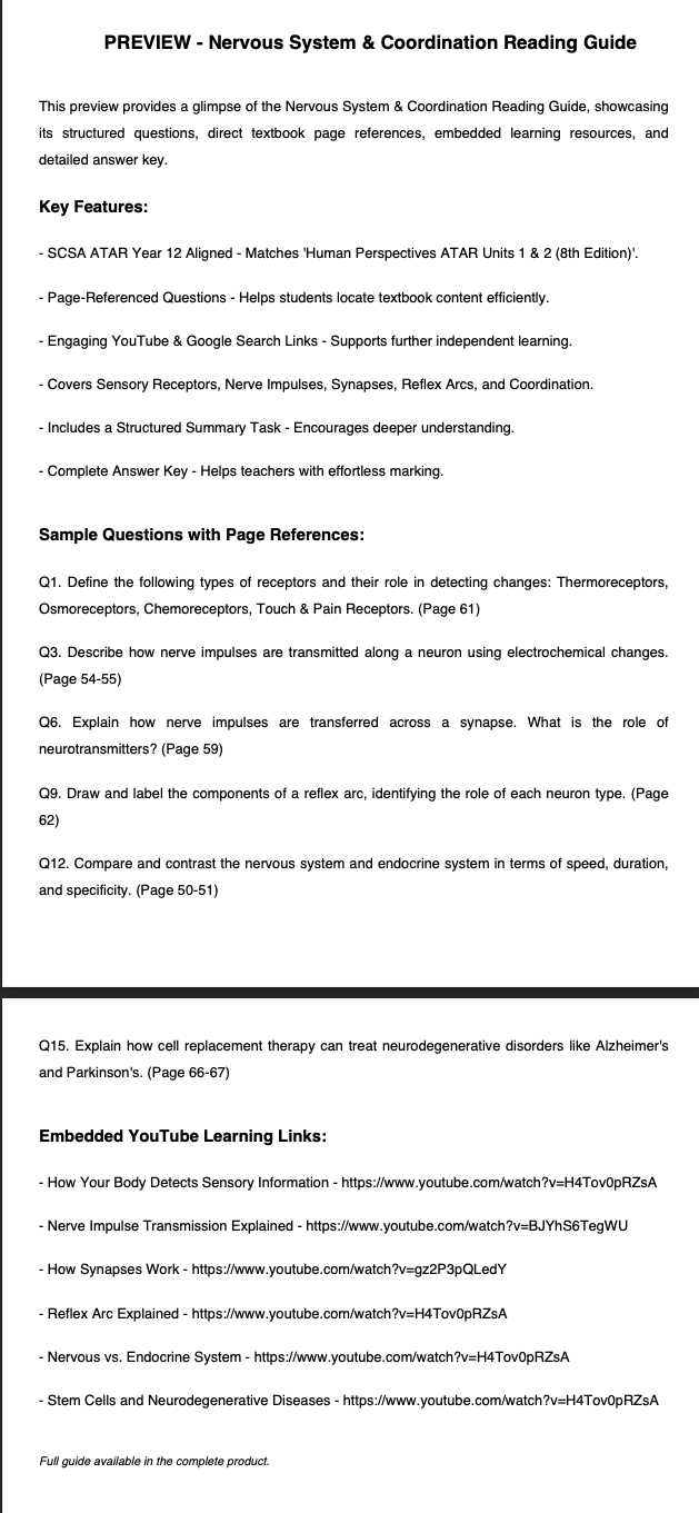 biology 12 nervous system answer key