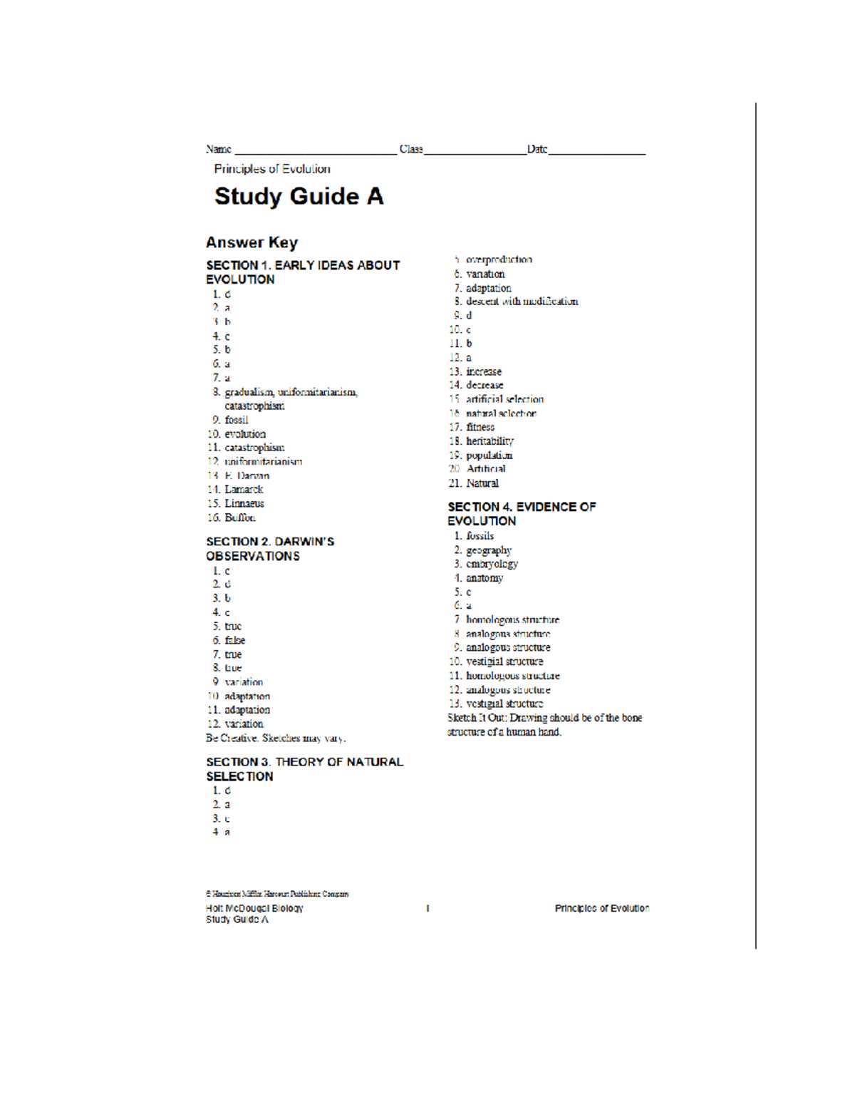 biology holt mcdougal online answer key
