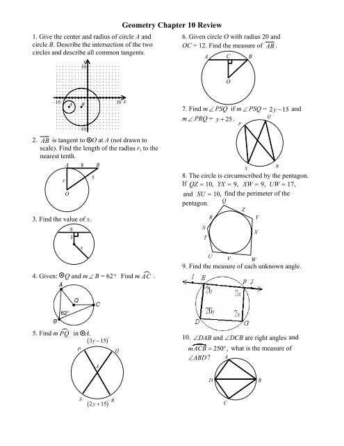geometry chapter 10 test answer key