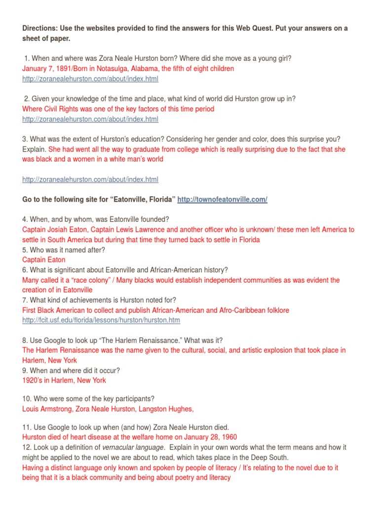 black history webquest answer key