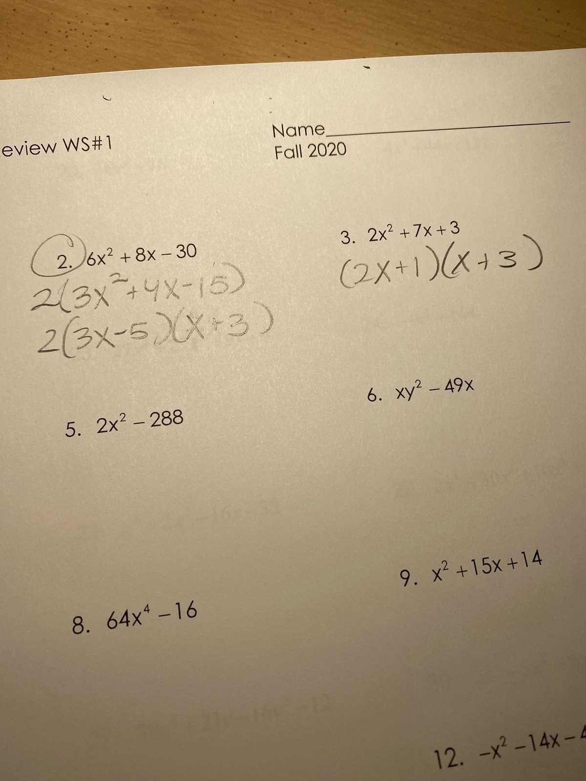 factoring trinomials a 1 answer key