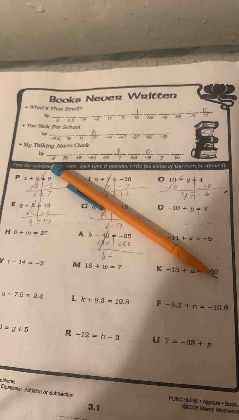 books never written math answer key