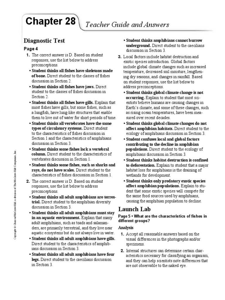 fishes and amphibians section 1 fishes answer key