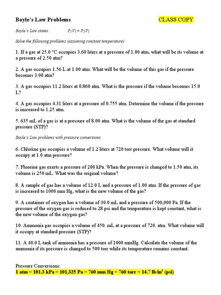 boyles law and charles law practice problems answer key
