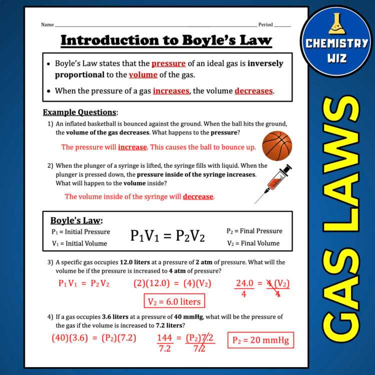 boyles law and charles law practice problems answer key
