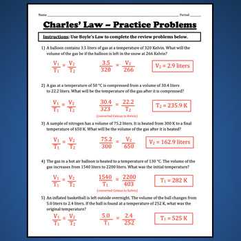 boyles law problems worksheet answer key