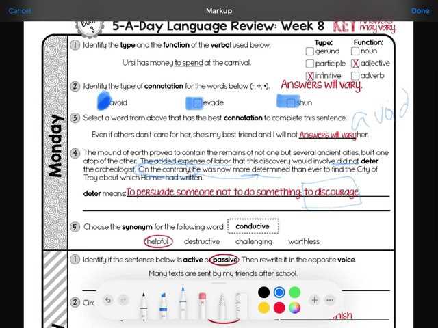 daily language review grade 5 week 8 answer key