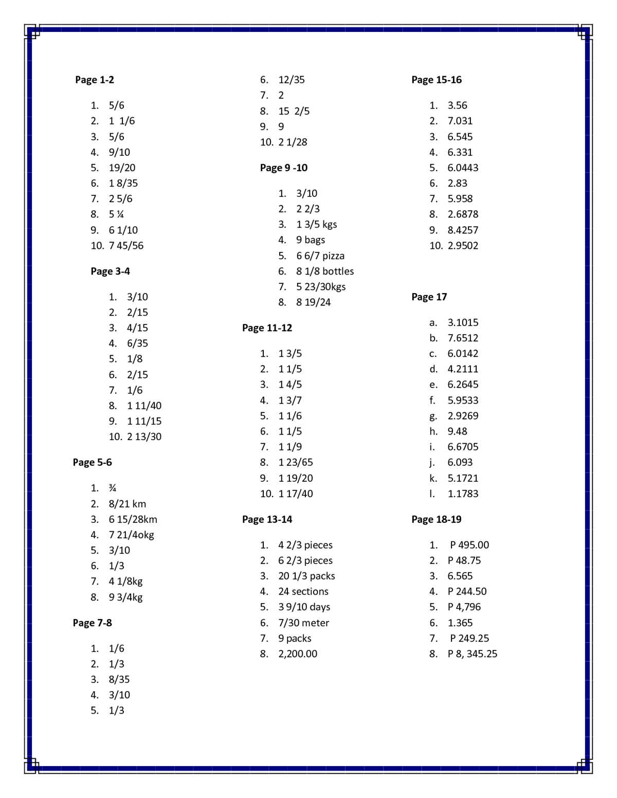go math grade 6 answer key chapter 5