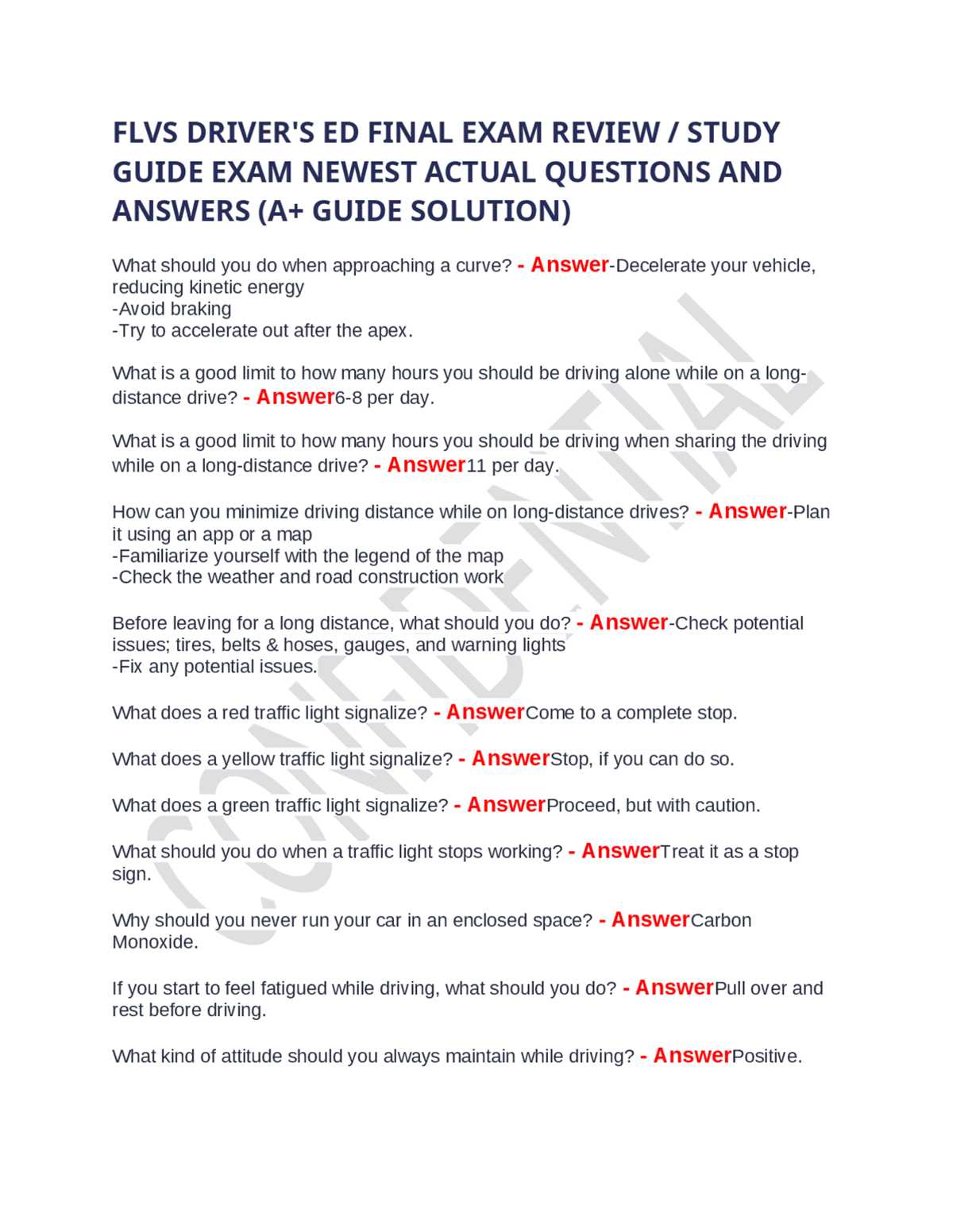 drivers ed answers key