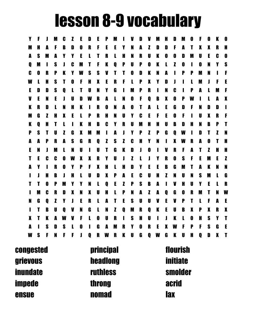 word lesson 8 vocabulary answer key