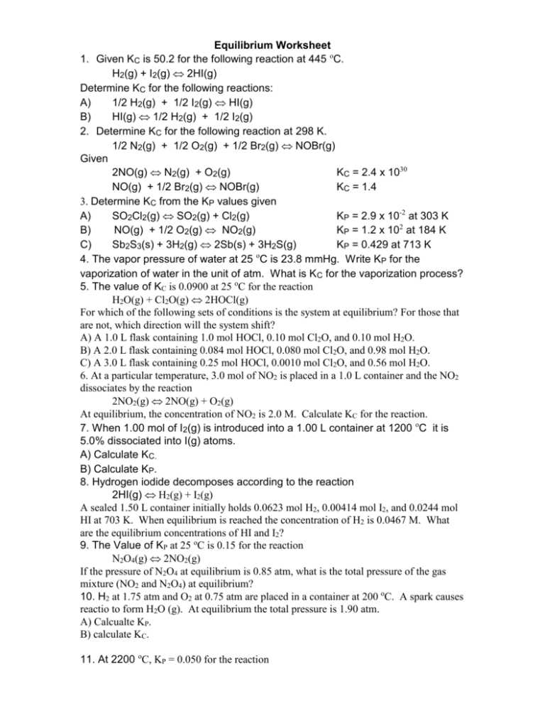 calculating equilibrium constant chem worksheet 18 3 answer key