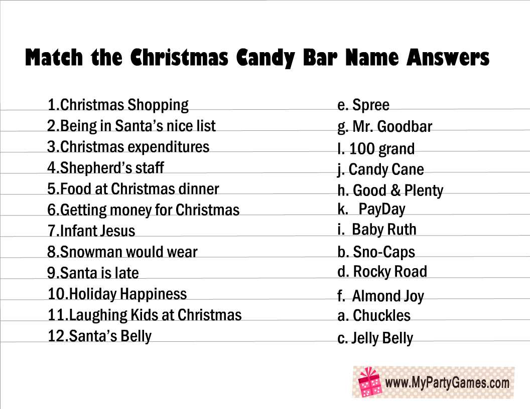 candy match game answer key
