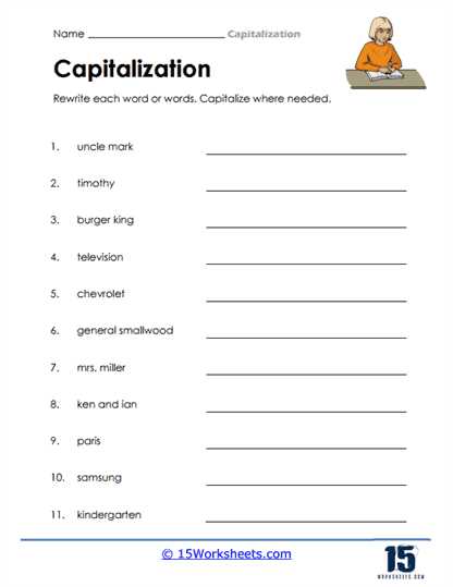 capitalization worksheet answer key