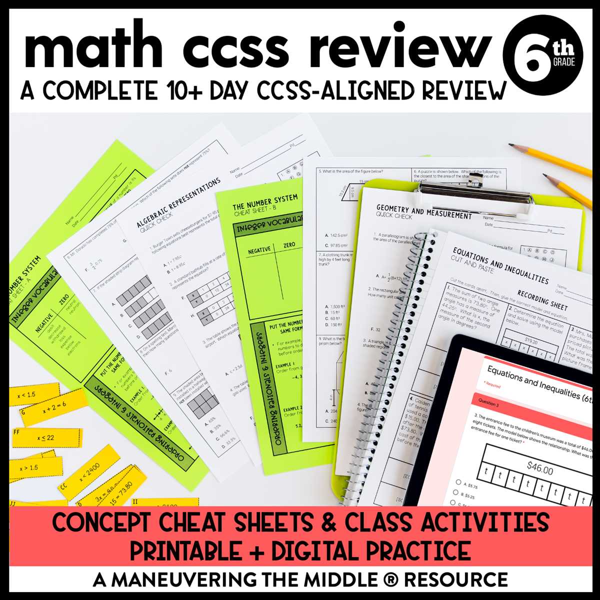 ccss 6th grade math final review 7 answer key