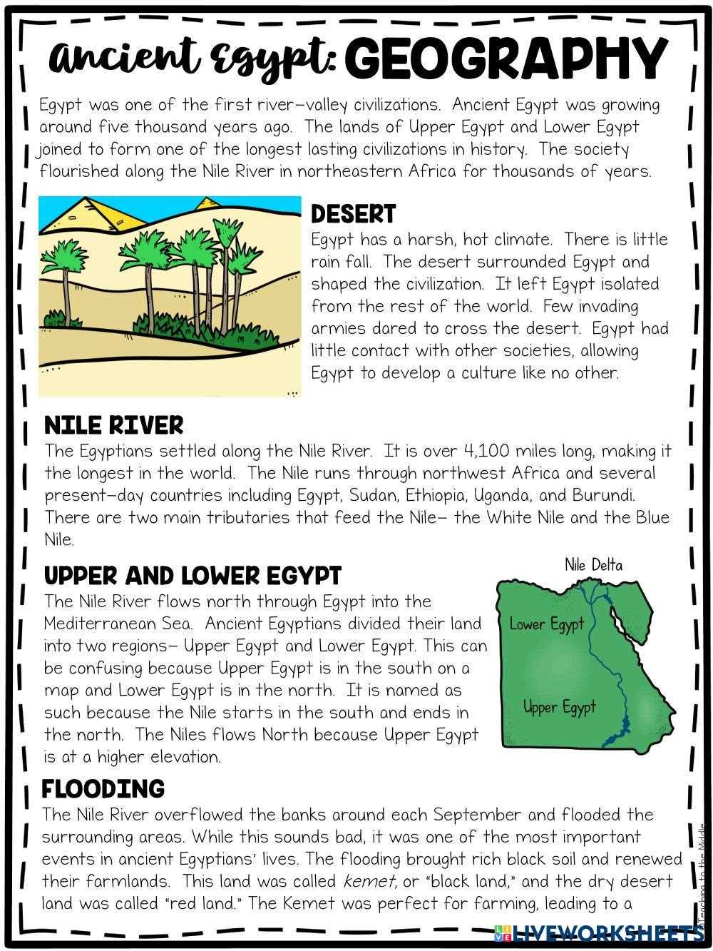 ancient egypt geography worksheet answer key