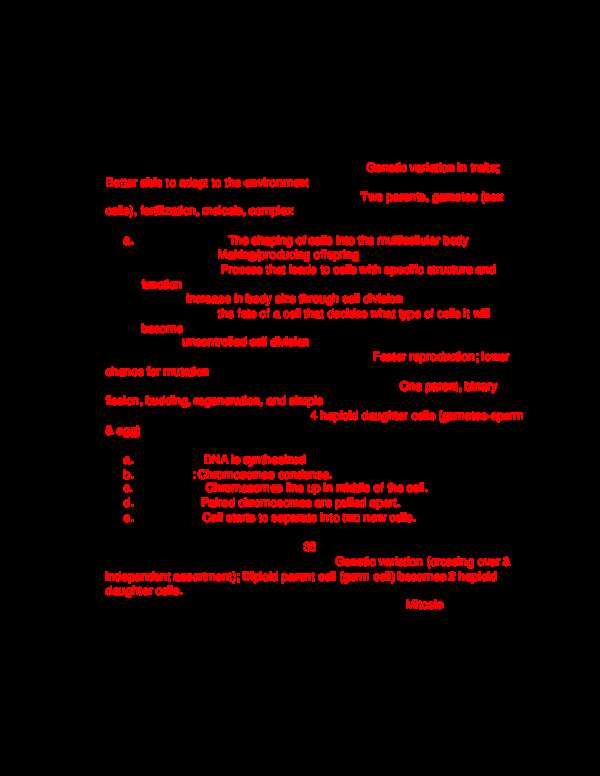 cell reproduction study guide answer key