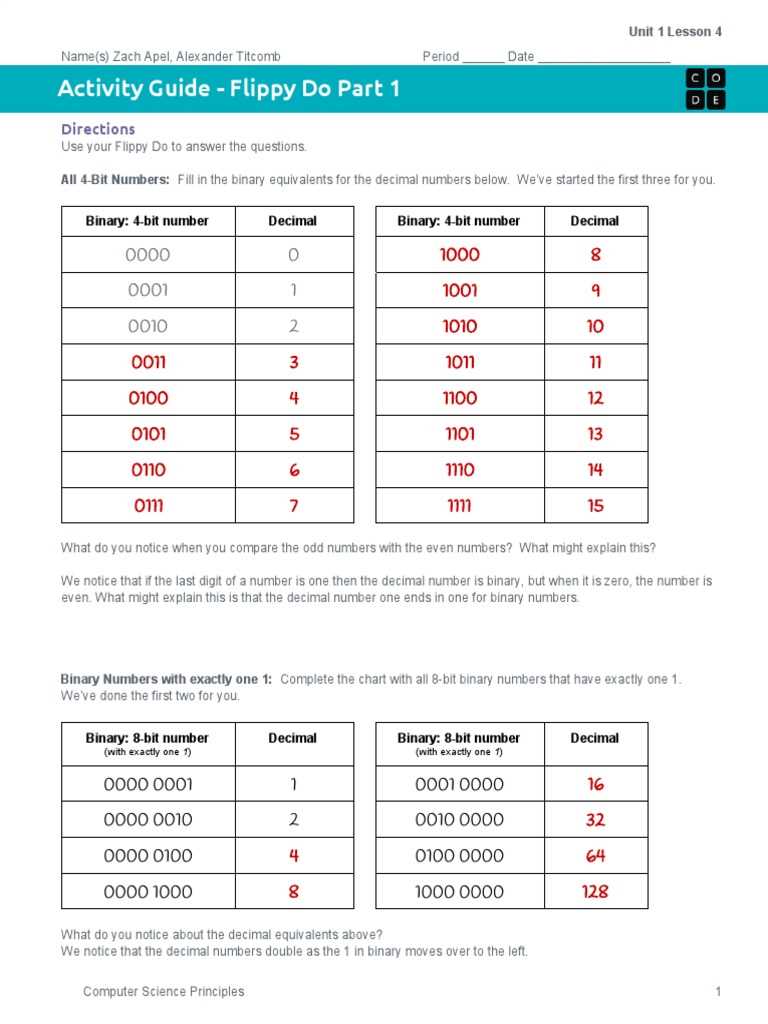 activity guide binary practice unit 1 lesson 5 answer key