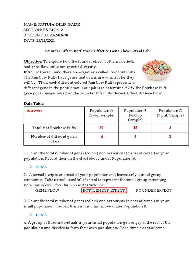 genetic drift simulation lab answer key