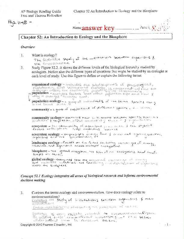 chapter 3 section 1 community ecology answer key