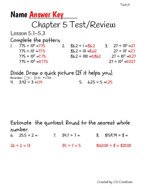 chapter 5 review geometry answer key