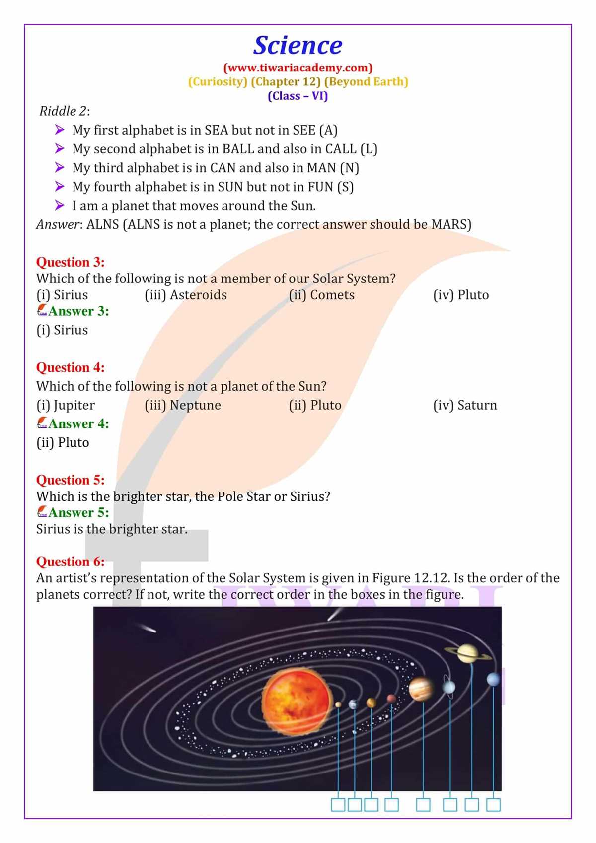 chapter 6 earth science answer key