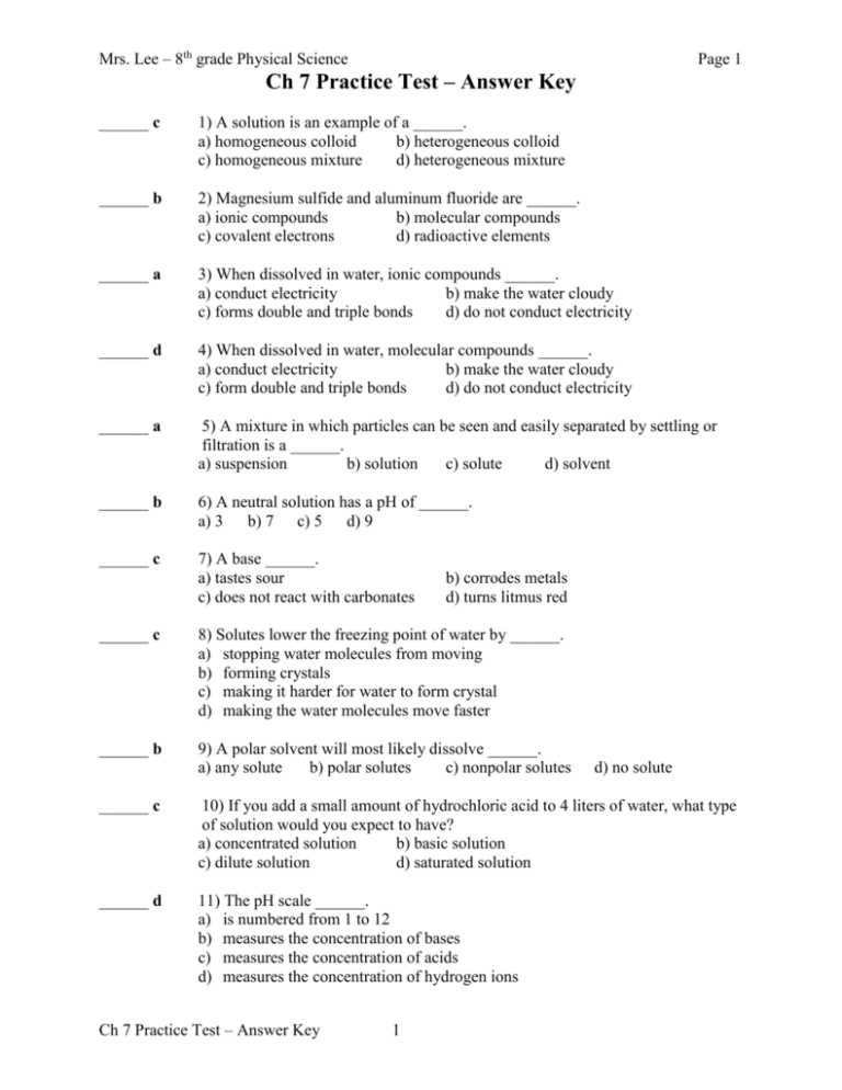 chapter 7 assessment physical science answer key