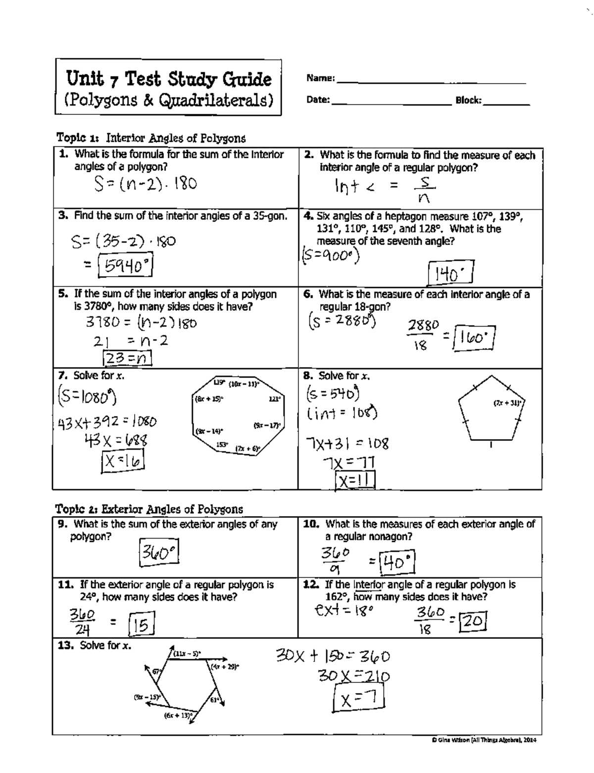 chapter 7 geometric figures answer key