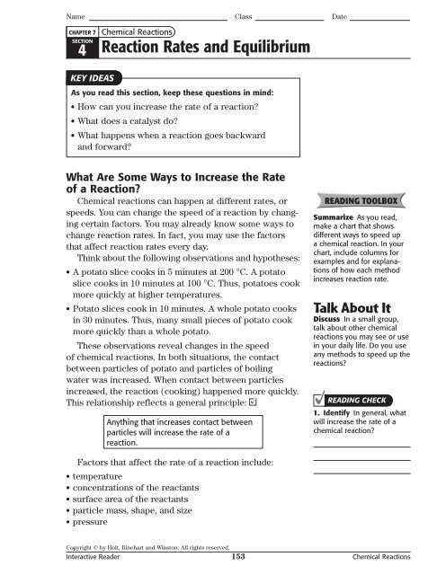 chapter 7 review chemical reactions questions answer key