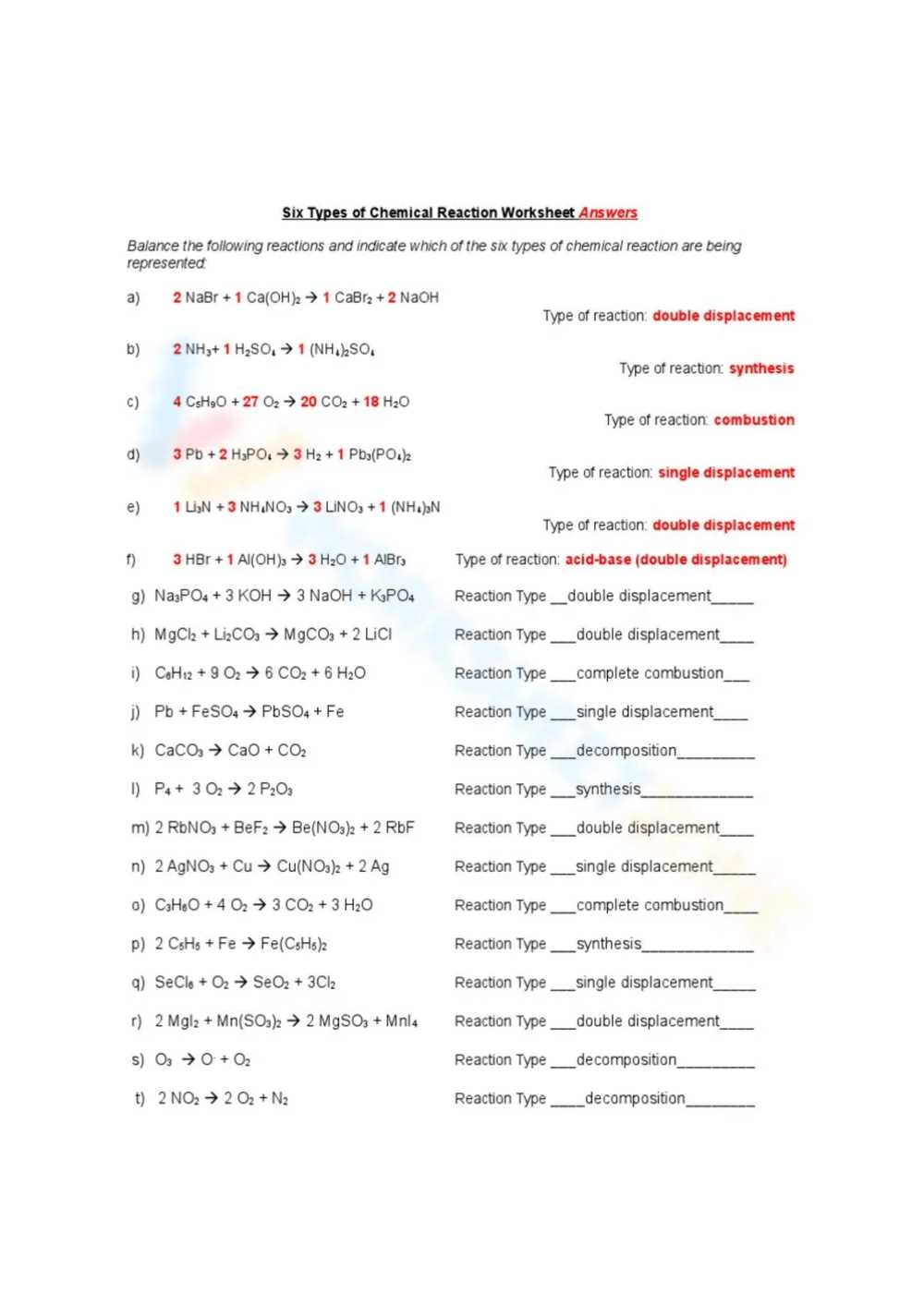 chapter 8 chemical equations and reactions test answer key
