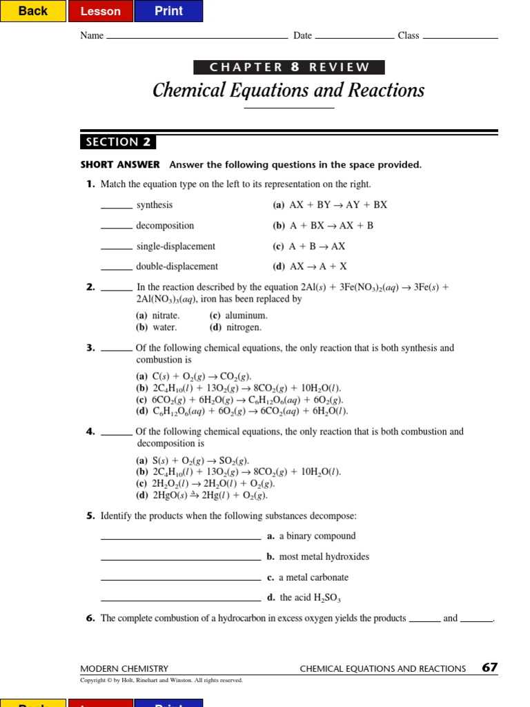 chapter 8 mixed review chemical equations and reactions answer key