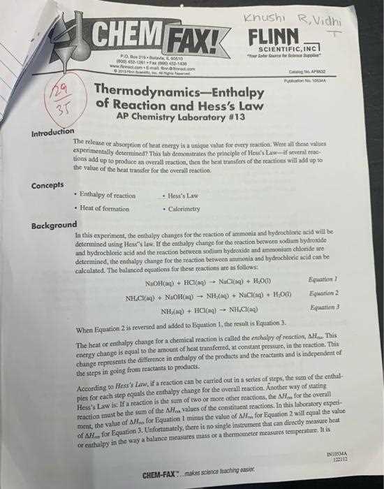 chem fax answer key