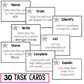 chemical bonding task cards answer key