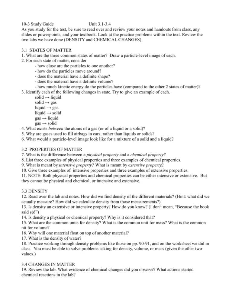 chemistry a study of matter 3.4 answer key