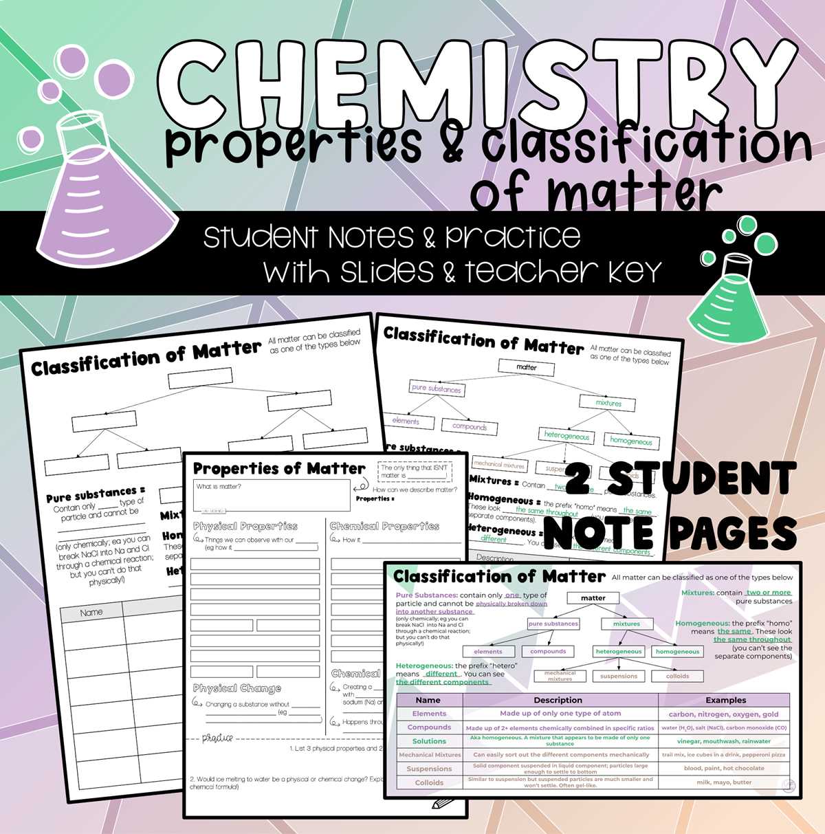 chemistry worksheet classification of matter and changes answer key