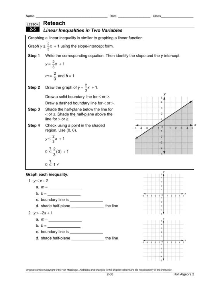 lesson 5 reteach inequalities answer key